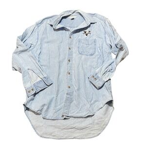 Soffe‎ Vanderbilt Embroidered Long Sleeve Button Up Chambray Jean Shirt Medium